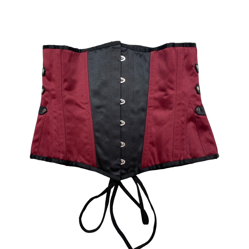 Corset Story Burgundy Black Steel Boned Underbust Corset Steampunk Waist Cincher